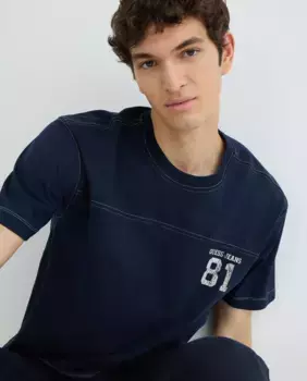 Мужская футболка с коротким рукавом Guess Jeans, темно-синий