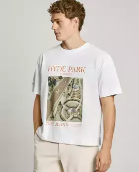 Мужская футболка с коротким рукавом и графическим принтом Pepe Jeans, белый