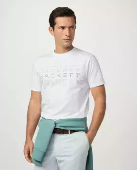 Мужская футболка с коротким рукавом и графическим принтом больших размеров Hackett, белый