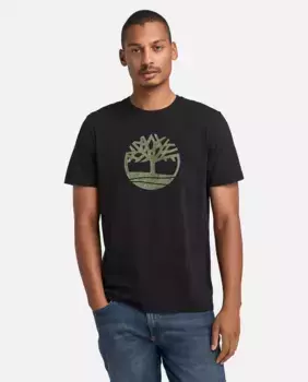 Мужская футболка с коротким рукавом и камуфляжным логотипом Tree Timberland, черный