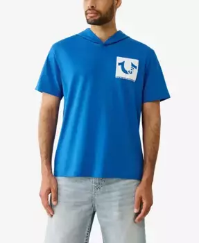 Мужская футболка с коротким рукавом и капюшоном True Religion, синий