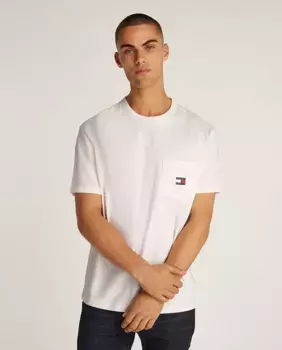 Мужская футболка с коротким рукавом и карманом Tommy Jeans, цвет Crudo