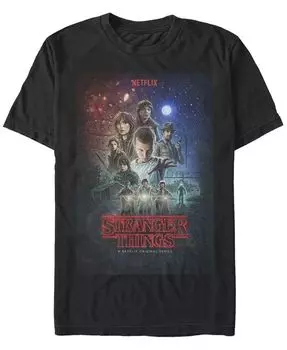 Мужская футболка с коротким рукавом и классическим групповым постером Stranger Things Fifth Sun, черный