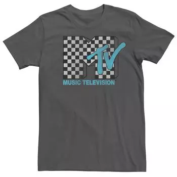 Мужская футболка с коротким рукавом и клетчатым логотипом MTV Vintage Licensed Character