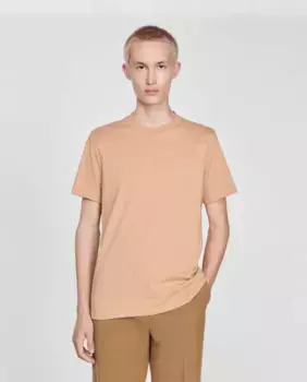 Мужская футболка с коротким рукавом и круглым вырезом Sandro, светло-коричневый