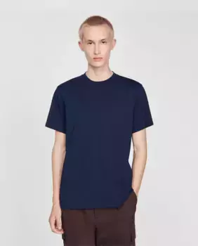 Мужская футболка с коротким рукавом и круглым вырезом Sandro, темно-синий