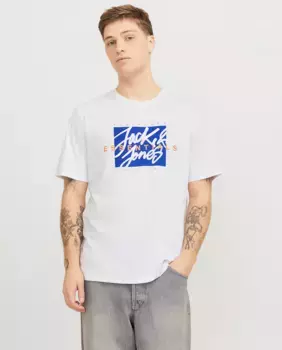 Мужская футболка с коротким рукавом и круглым вырезом и логотипом спереди Jack & Jones, белый