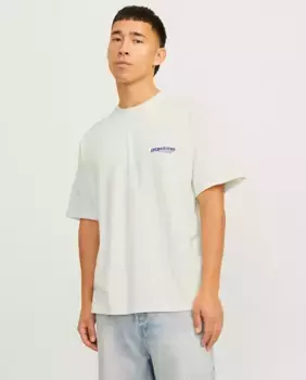 Мужская футболка с коротким рукавом и круглым вырезом и боковым логотипом Jack & Jones, бежевый