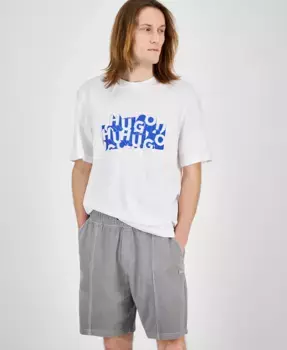 Мужская футболка с коротким рукавом и круглым вырезом Nafralo с логотипом Hugo Boss, белый