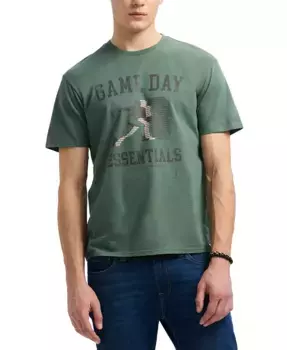 Мужская футболка с коротким рукавом и круглым вырезом Titus Relaxed Fit, принт Game Day Essentials Buffalo David Bitton, зеленый