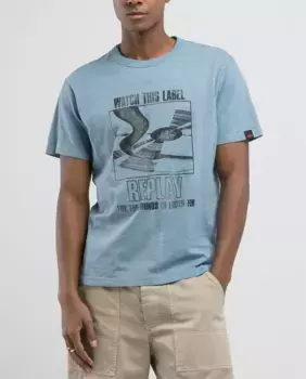 Мужская футболка с коротким рукавом и круглым вырезом Replay, синий