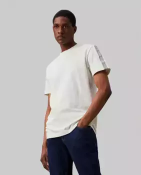 Мужская футболка с коротким рукавом и ленточным логотипом Calvin Klein Jeans, цвет Crudo