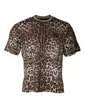 Мужская футболка с коротким рукавом и леопардовым принтом Dolce & Gabbana