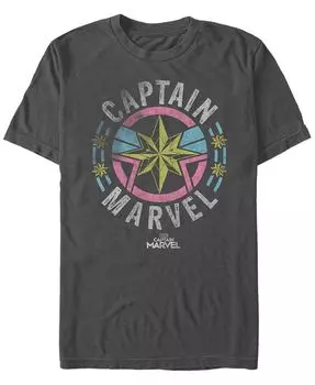 Мужская футболка с коротким рукавом и логотипом на груди пастельного цвета Marvel Captain Marvel Fifth Sun, серый