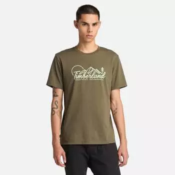 Мужская футболка с коротким рукавом и логотипом Mountain Timberland, цвет leaf green