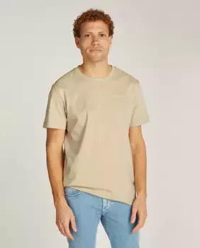 Мужская футболка с коротким рукавом и логотипом на спине Calvin Klein Jeans, бежевый