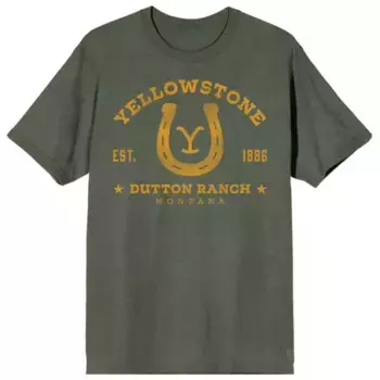 Мужская футболка с коротким рукавом и логотипом Yellowstone в виде подковы Licensed Character, зеленый