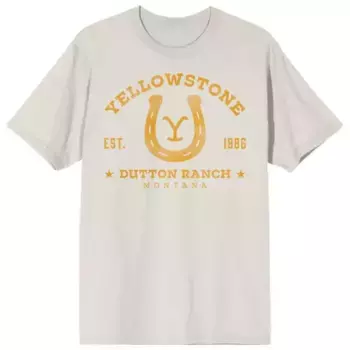 Мужская футболка с коротким рукавом и логотипом Yellowstone в виде подковы Licensed Character, цвет off white