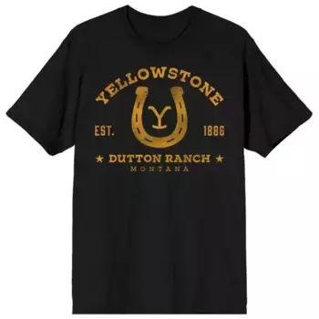 Мужская футболка с коротким рукавом и логотипом Yellowstone в виде подковы Licensed Character, черный