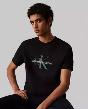 Мужская футболка с коротким рукавом и монограммой Calvin Klein Jeans, черный