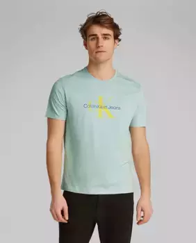 Мужская футболка с коротким рукавом и монограммой Calvin Klein Jeans, светло-серый