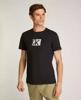 Мужская футболка с коротким рукавом и монограммой Calvin Klein Jeans, чёрный