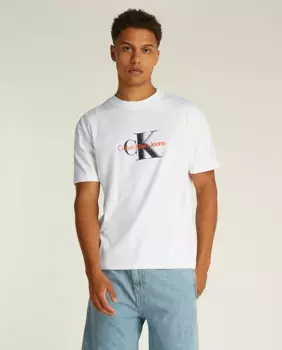 Мужская футболка с коротким рукавом и монограммой Calvin Klein Jeans, белый