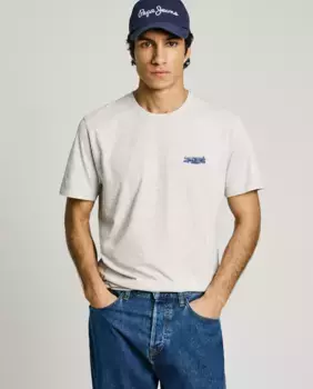 Мужская футболка с коротким рукавом и напечатанным логотипом Pepe Jeans, серый
