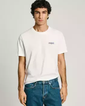 Мужская футболка с коротким рукавом и напечатанным логотипом Pepe Jeans, белый