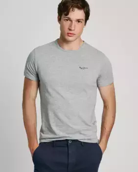 Мужская футболка с коротким рукавом и напечатанным логотипом Pepe Jeans, серый