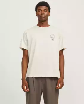 Мужская футболка с коротким рукавом и небольшим рисунком сбоку Jack & Jones, бежевый