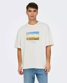 Мужская футболка с коротким рукавом и отделкой спереди Only & Sons, белый