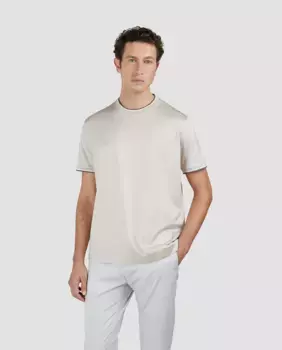 Мужская футболка с коротким рукавом и отделкой воротником на манжетах Paul & Shark, бежевый