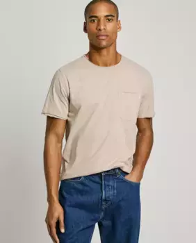 Мужская футболка с коротким рукавом и передним карманом Pepe Jeans, бежевый