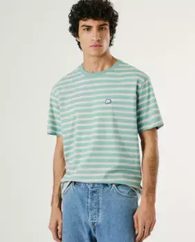 Мужская футболка с коротким рукавом и полосатым принтом Pepe Jeans, зеленый