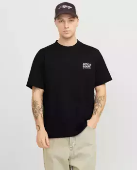 Мужская футболка с коротким рукавом и принтом сбоку Jack & Jones, черный