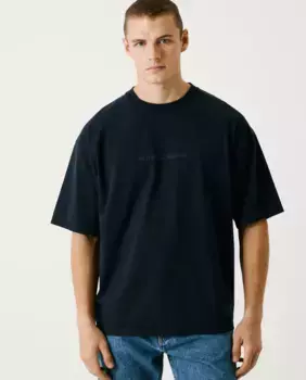Мужская футболка с коротким рукавом и принтом на спине Pepe Jeans, тёмно-синий