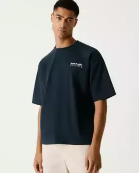 Мужская футболка с коротким рукавом и принтом на спине Pepe Jeans, тёмно-синий