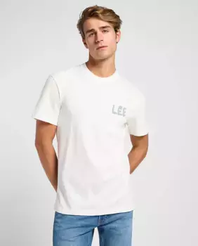 Мужская футболка с коротким рукавом и принтом свободного кроя Lee, белый