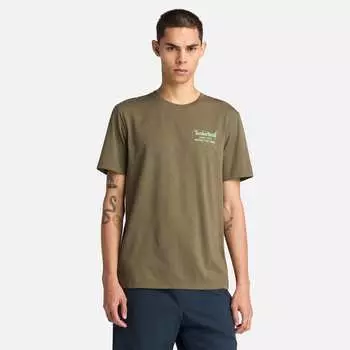 Мужская футболка с коротким рукавом и принтом на спине Timberland, цвет leaf green