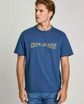 Мужская футболка с коротким рукавом и принтом Pepe Jeans, синий
