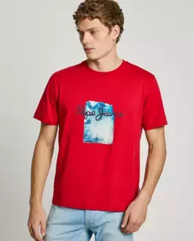 Мужская футболка с коротким рукавом и принтом Pepe Jeans, красный