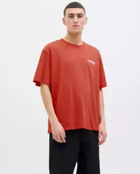 Мужская футболка с коротким рукавом и принтом спереди и сзади Jack & Jones, красный