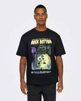 Мужская футболка с коротким рукавом и принтом на спине Only & Sons, черный