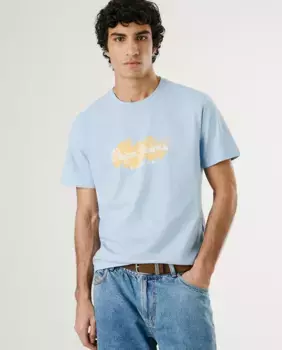 Мужская футболка с коротким рукавом и принтом логотипа Pepe Jeans, синий
