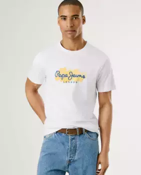 Мужская футболка с коротким рукавом и принтом логотипа Pepe Jeans, белый