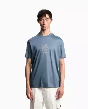 Мужская футболка с коротким рукавом и принтом Emporio Armani, светло-голубой