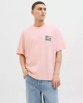 Мужская футболка с коротким рукавом и принтом на спине Jack & Jones, розовый