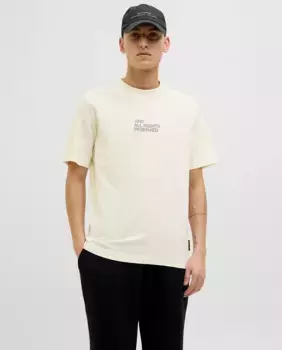 Мужская футболка с коротким рукавом и рисунком спереди Jack & Jones, бежевый