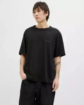 Мужская футболка с коротким рукавом и рисунком на спине Jack & Jones, чёрный